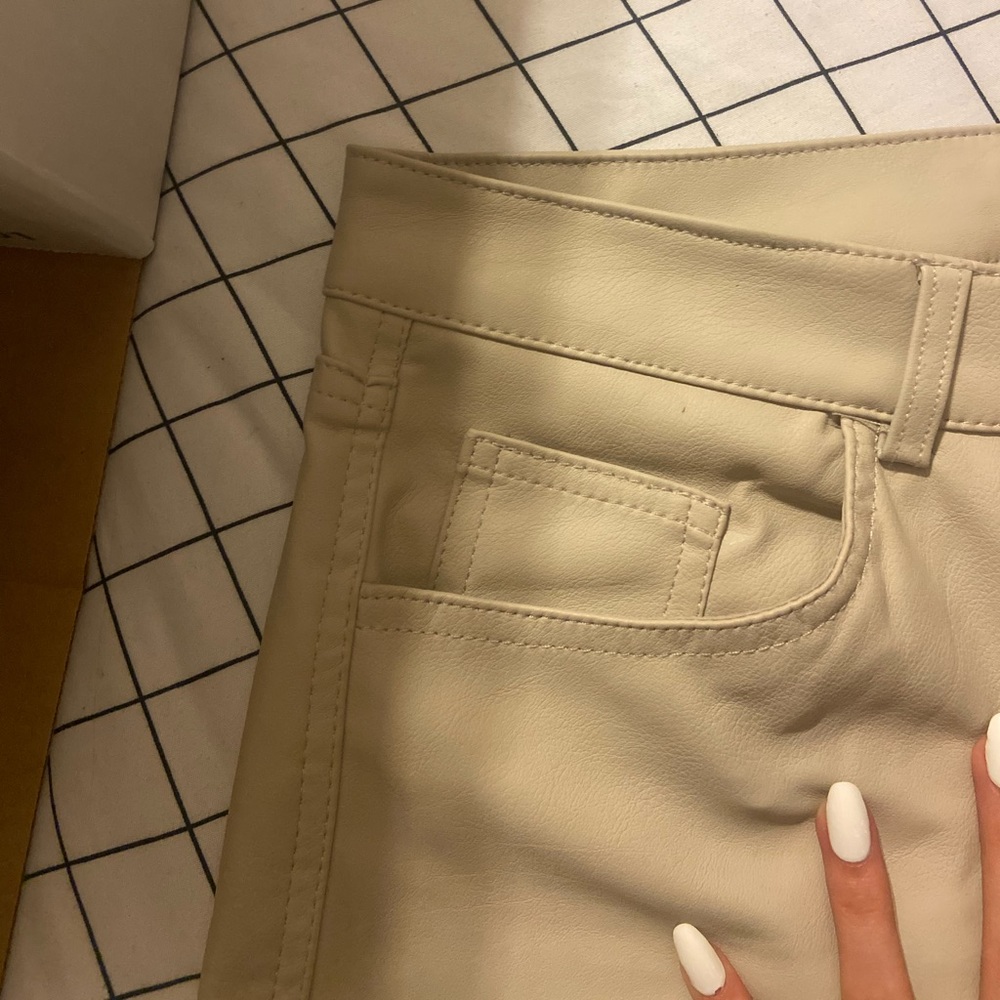 Cream colour, H&M leather pants